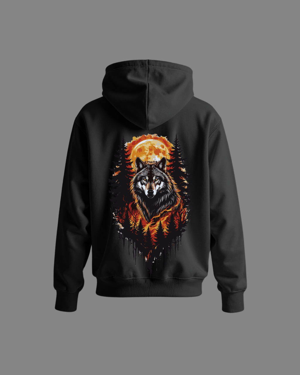 fiery wolf hoodie