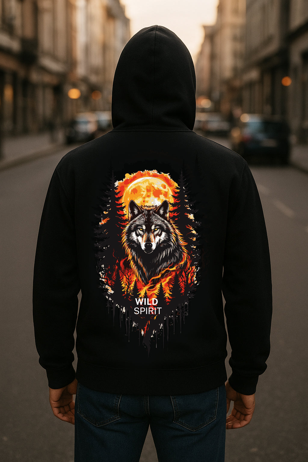 fiery wolf hoodie
